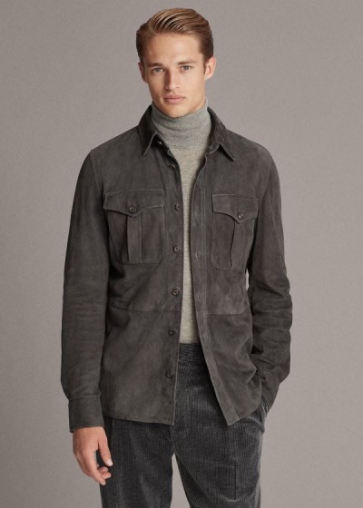 Ralph Lauren Suede Overshirt Herre Danmark (OHTWD5792)